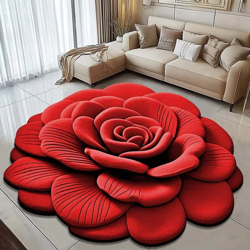 3D Floral Anti-Slip Water Absorbent Floor Mat | Modern Printed Rubber Carpet