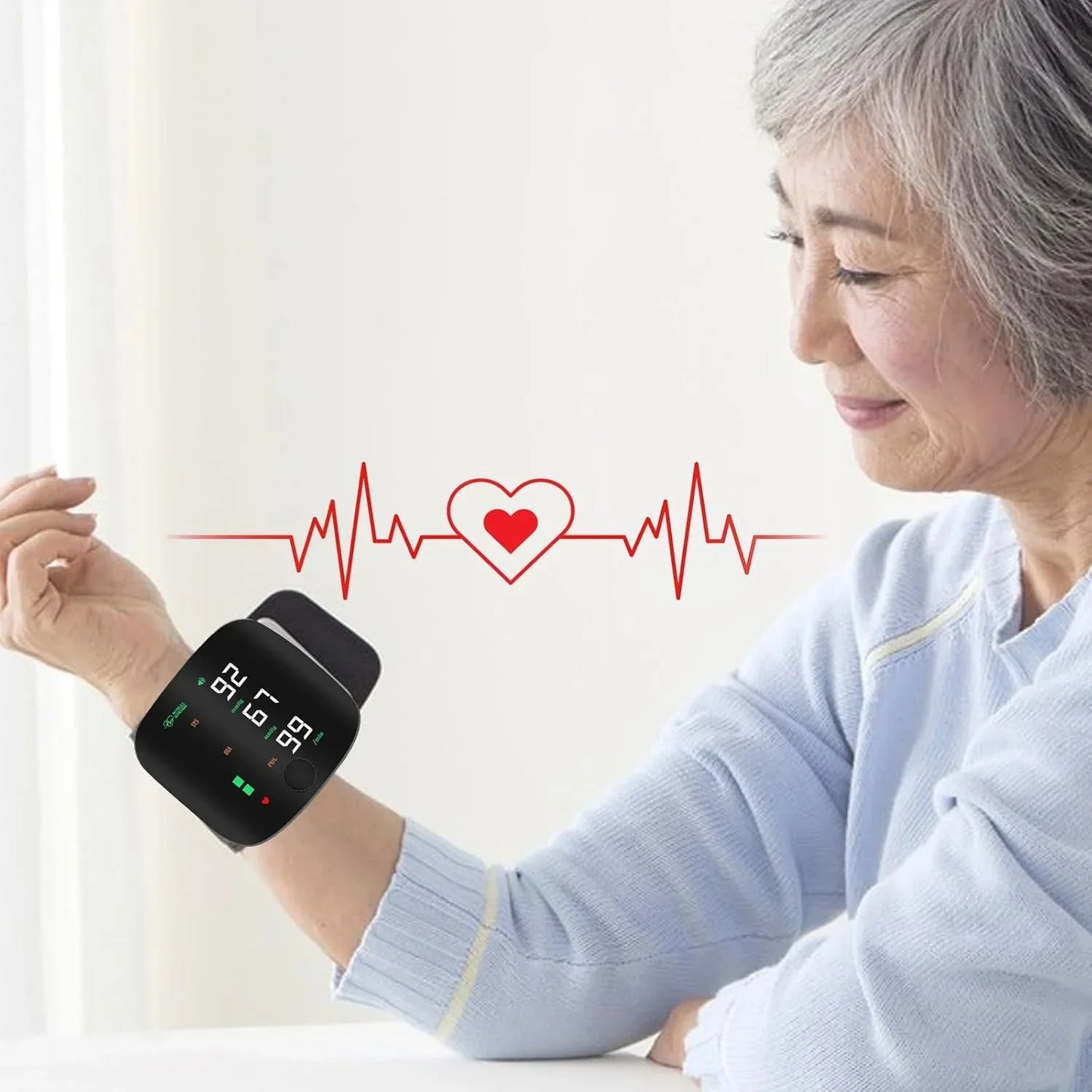 Rechargeable Wrist Blood Pressure Monitor – Digital BP Machine with Large LED Display & Voice Broadcast