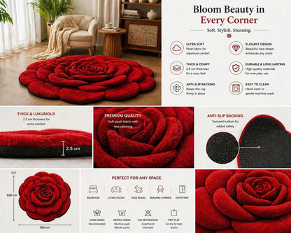 3D Floral Anti-Slip Water Absorbent Floor Mat | Modern Printed Rubber Carpet