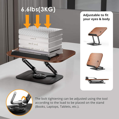 Adjustable 360° Rotating Book Stand for Reading in Bed – Hands-Free Book Holder