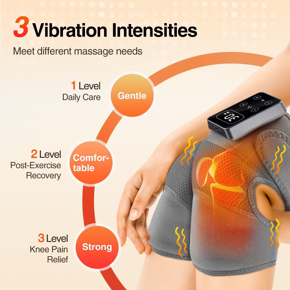 Cordless Heated Knee Massager – 3 Vibration Modes & 5 Heat Levels