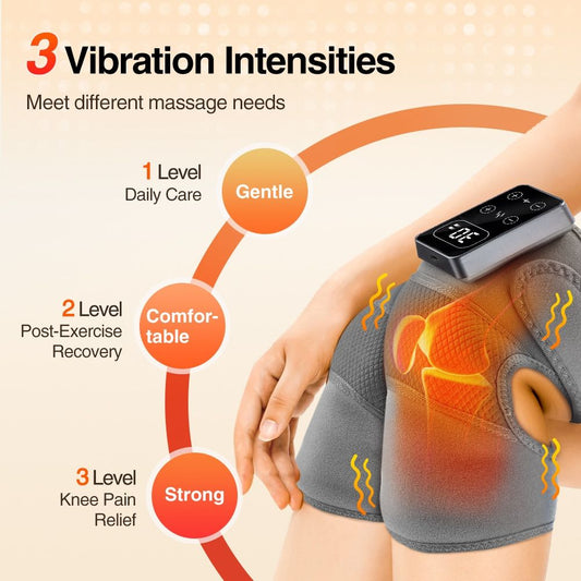 Cordless Heated Knee Massager – 3 Vibration Modes & 5 Heat Levels