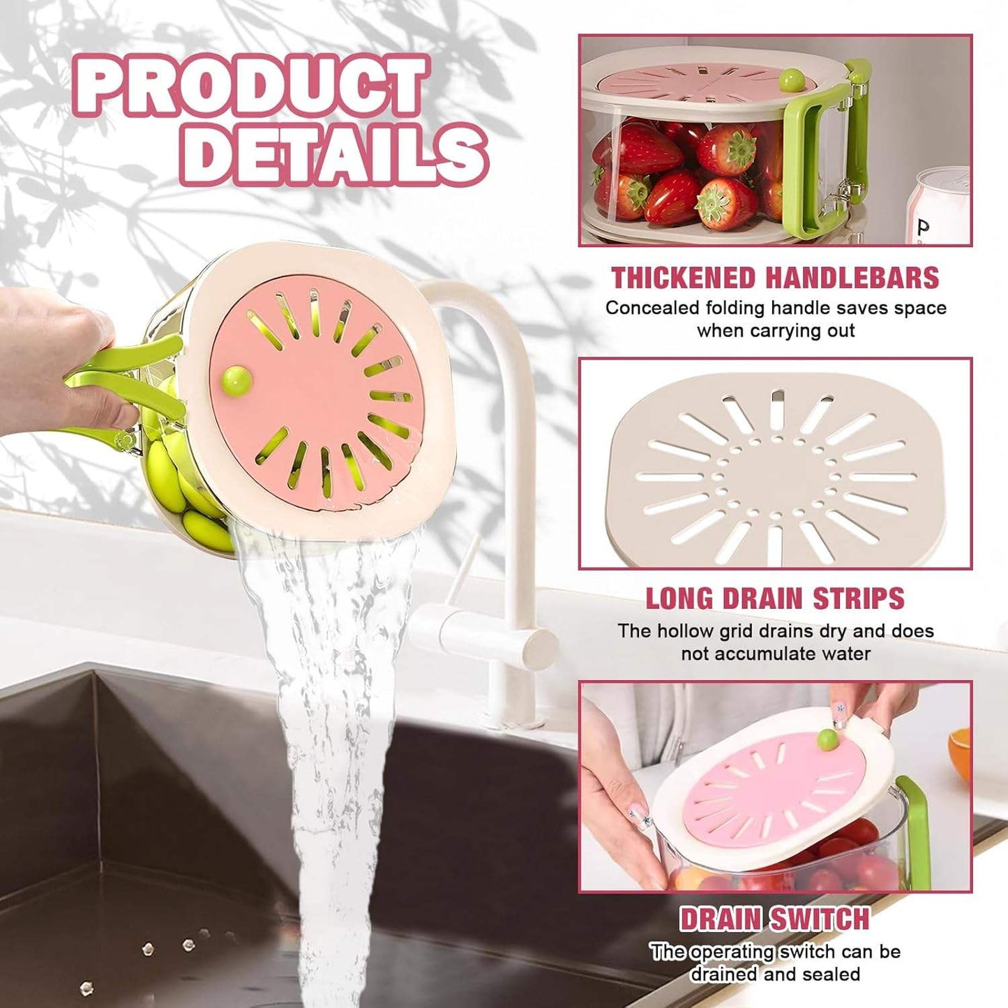 2-in-1 Foldable Kitchen Draining & Storage Basket