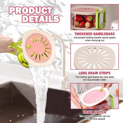 2-in-1 Foldable Kitchen Draining & Storage Basket
