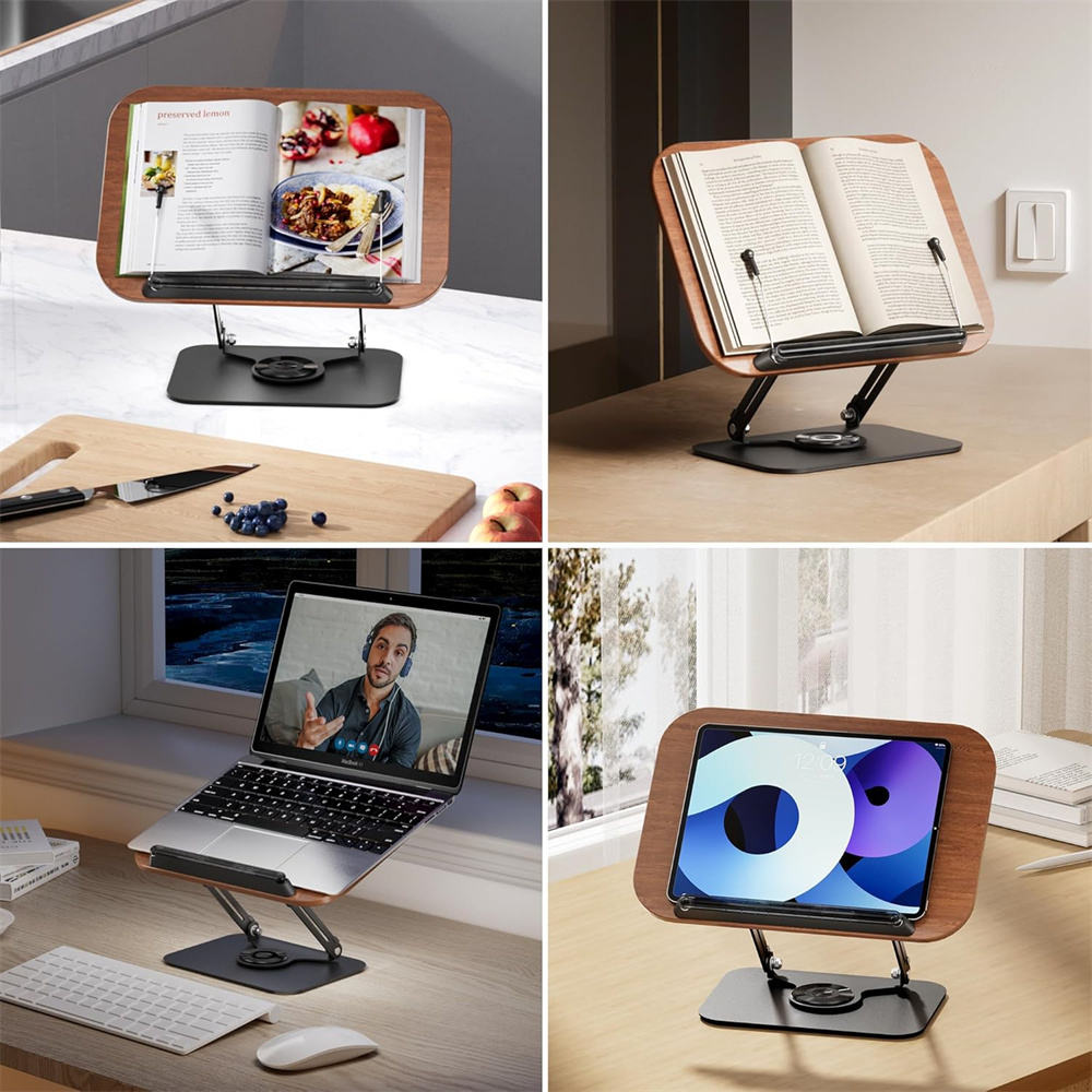 Adjustable 360° Rotating Book Stand for Reading in Bed – Hands-Free Book Holder
