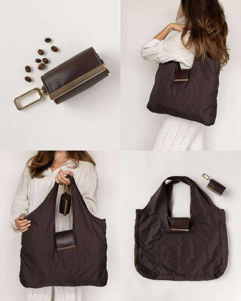 Foldable Portable Shoulder Bag with Keychain