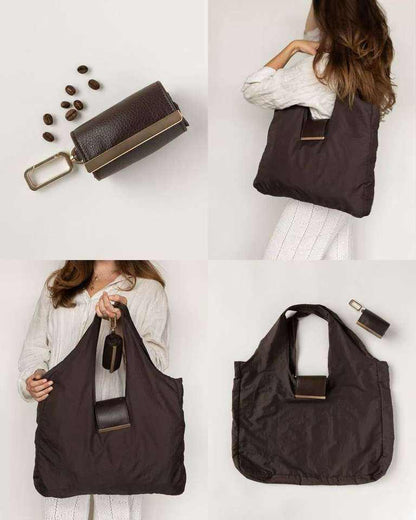 Foldable Portable Shoulder Bag with Keychain