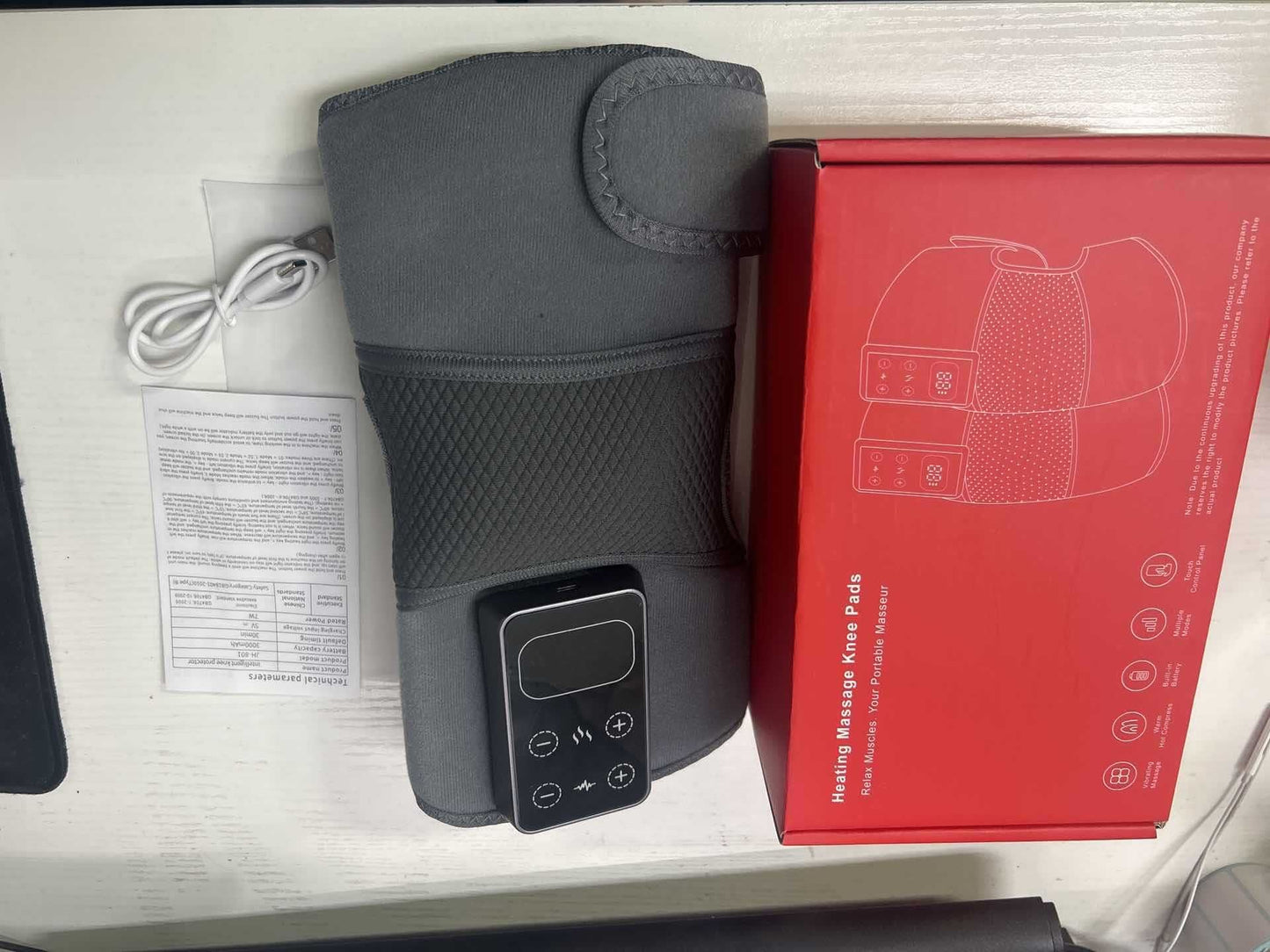 Cordless Heated Knee Massager – 3 Vibration Modes & 5 Heat Levels