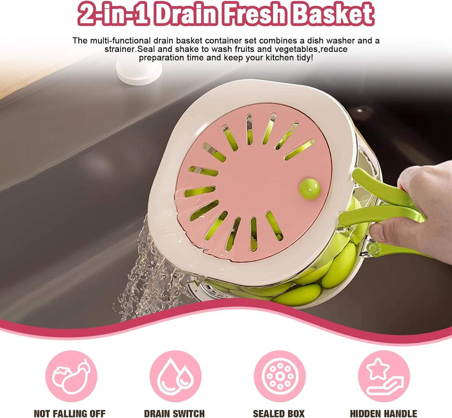 2-in-1 Foldable Kitchen Draining & Storage Basket
