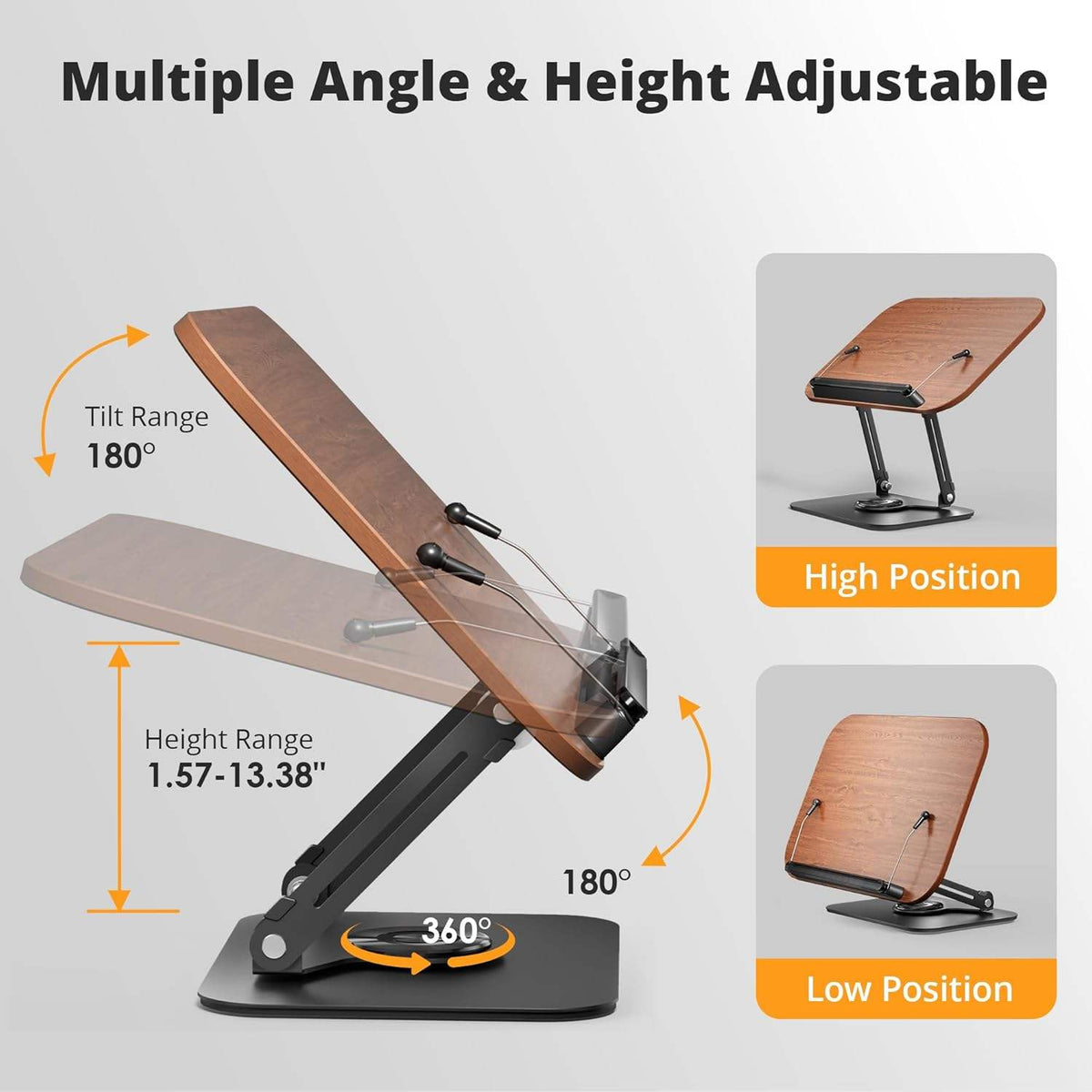Adjustable 360° Rotating Book Stand for Reading in Bed – Hands-Free Book Holder