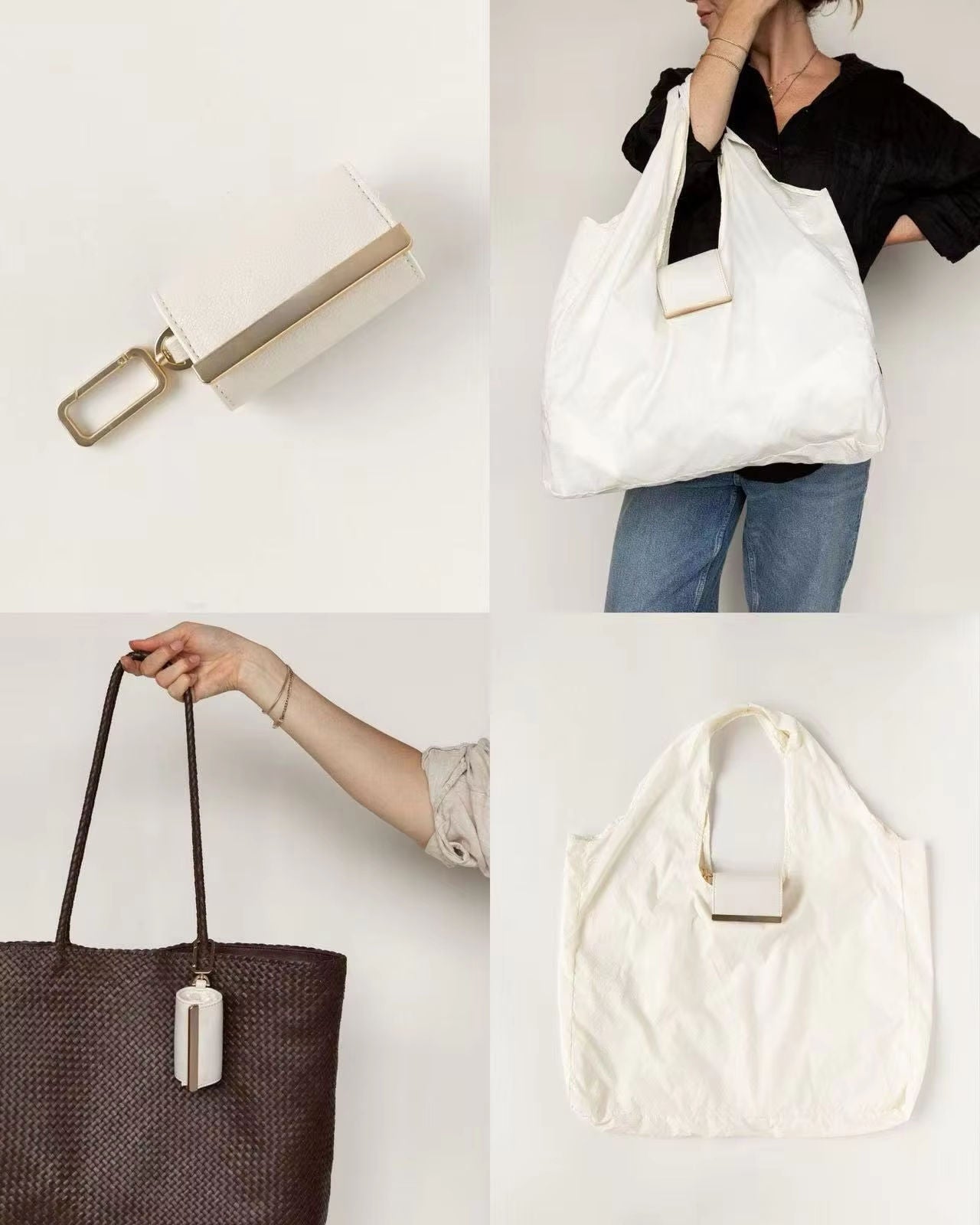 Foldable Portable Shoulder Bag with Keychain