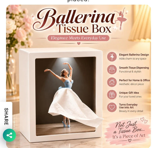 Ballerina Tissue Box Holder – Elegant Decorative Tabletop Display