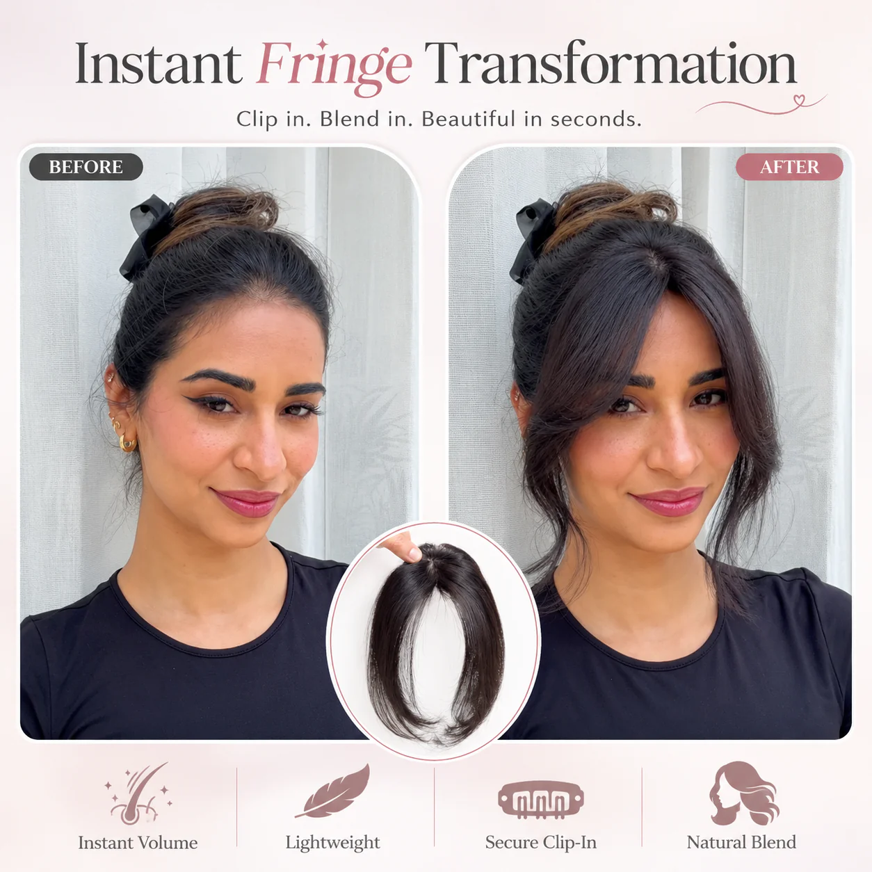 Omilah Clip-In Curtain Bangs